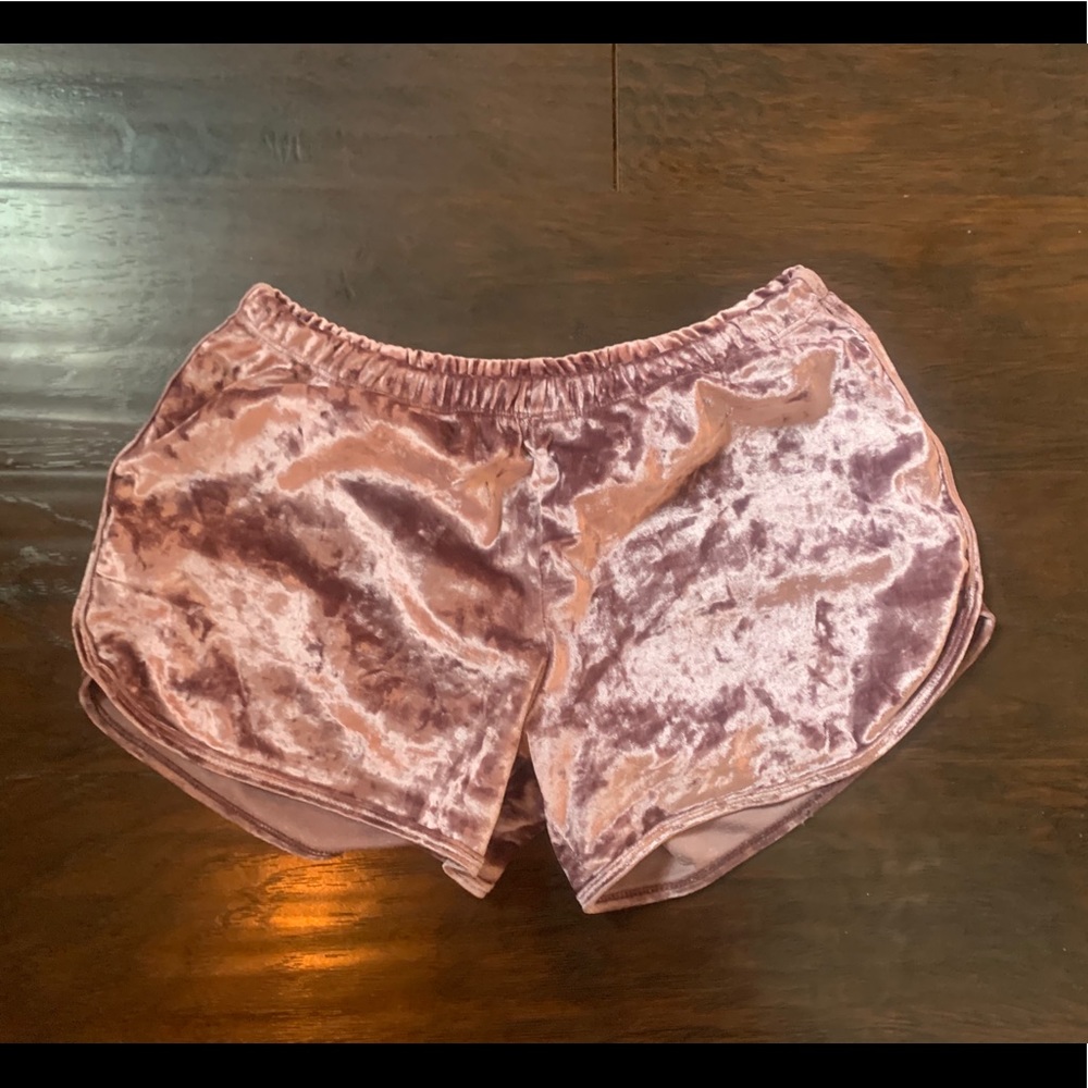 Pink velvet shorts